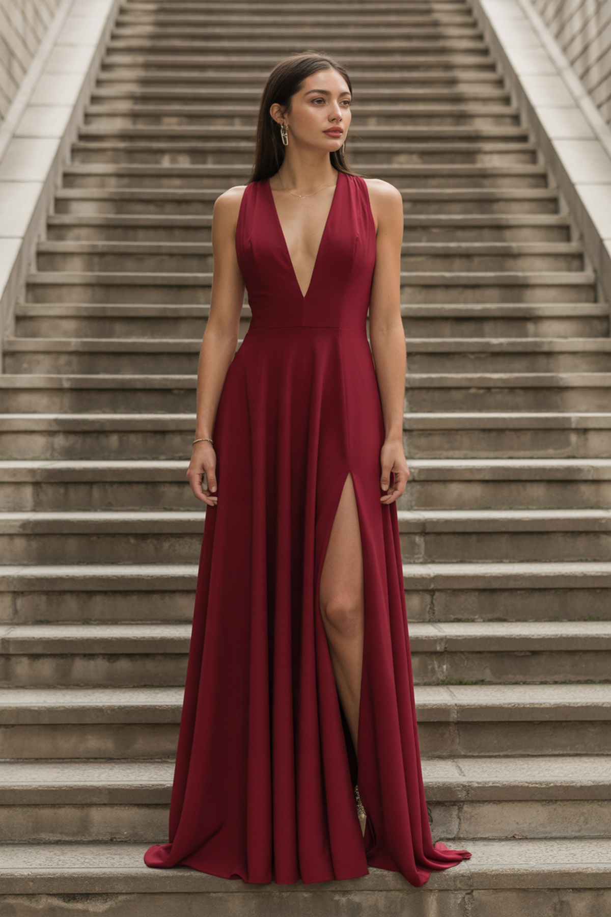 High-Slit Gown for Bold Sophistication
