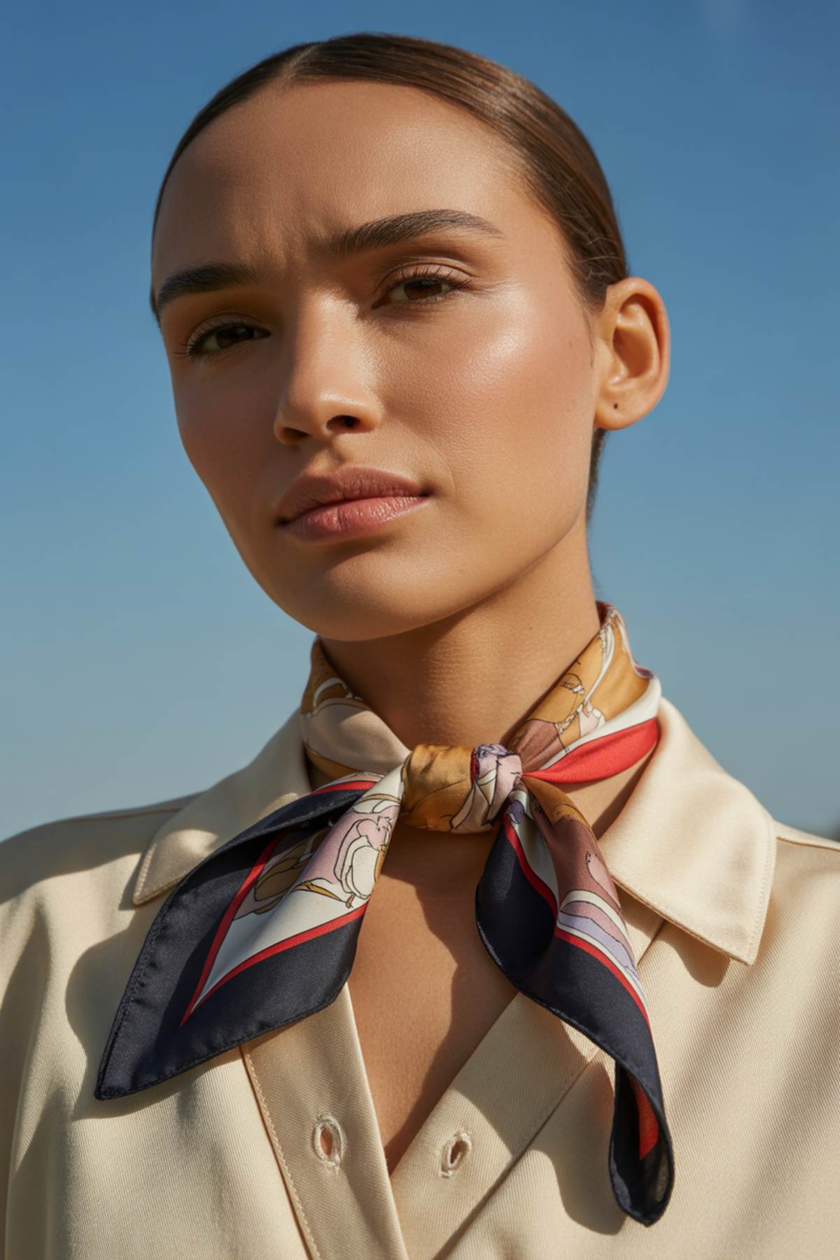 Lenço de Seda como Acento Chic para Looks Neutros