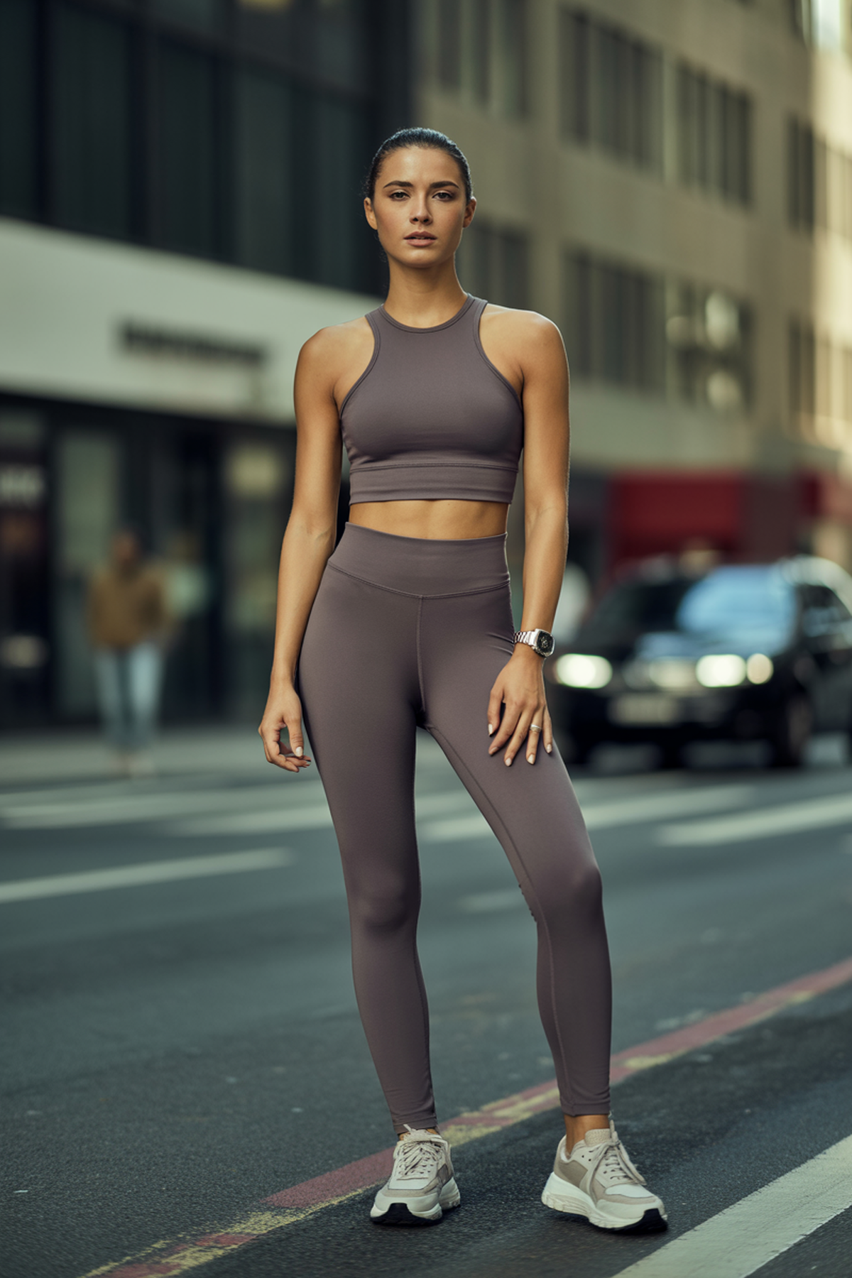 High-Neck Crop Tops With Matching Leggings For Sleek Appeal