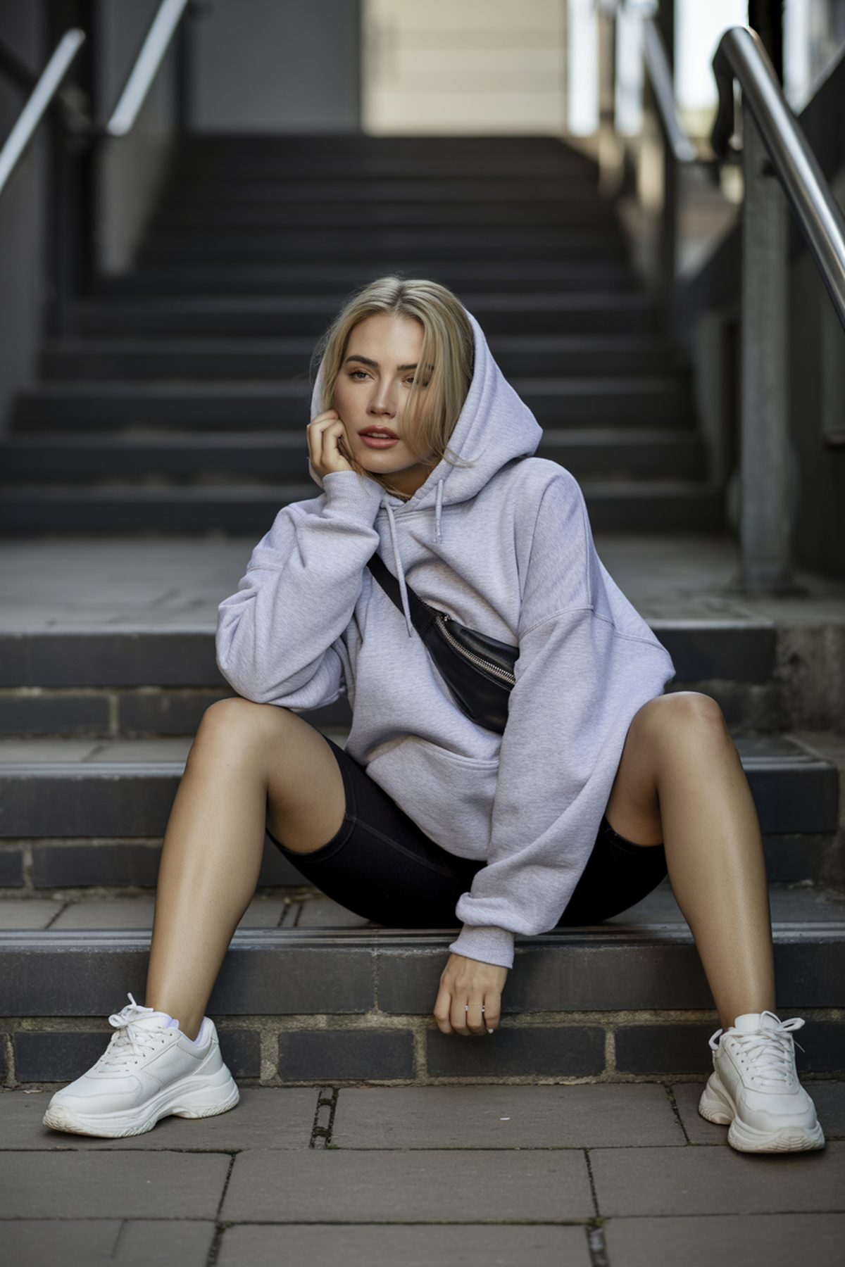 Oversized Hoodies Paired With Biker Shorts For Relaxed Vibes