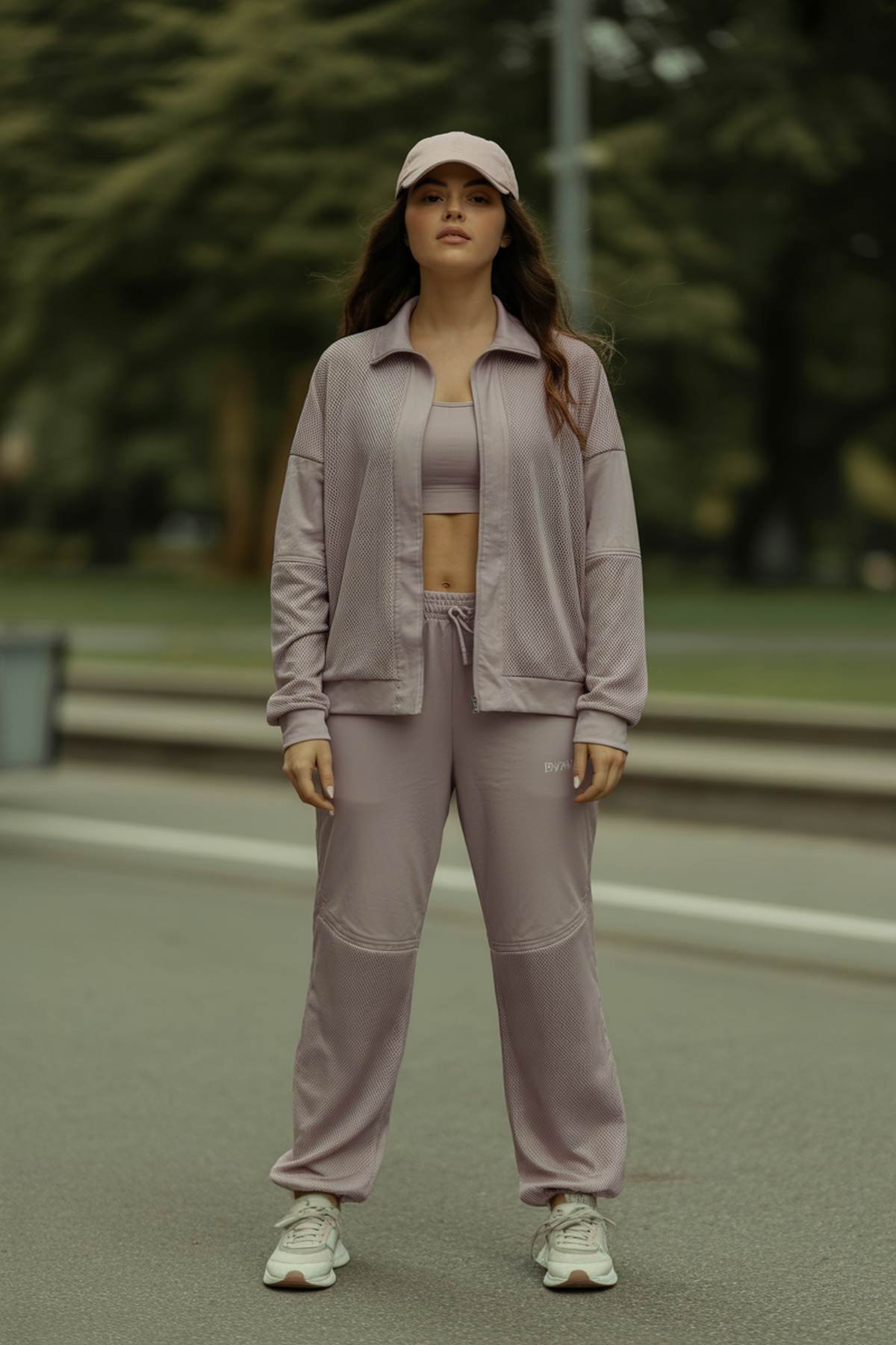 Sporty Mesh Jackets Paired With Matching Track Pants