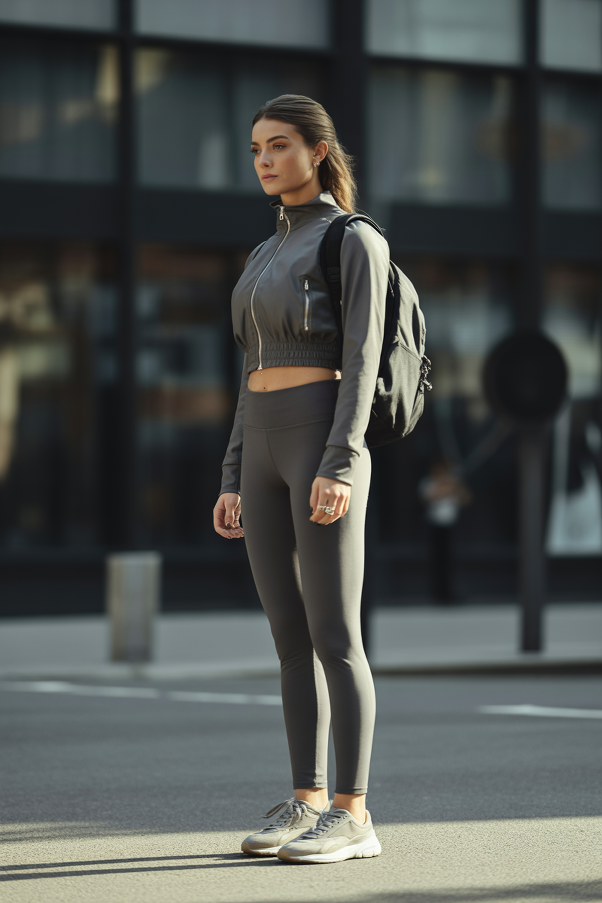 Zip-Up Crop Jackets With High-Rise Leggings For Sporty Chic
