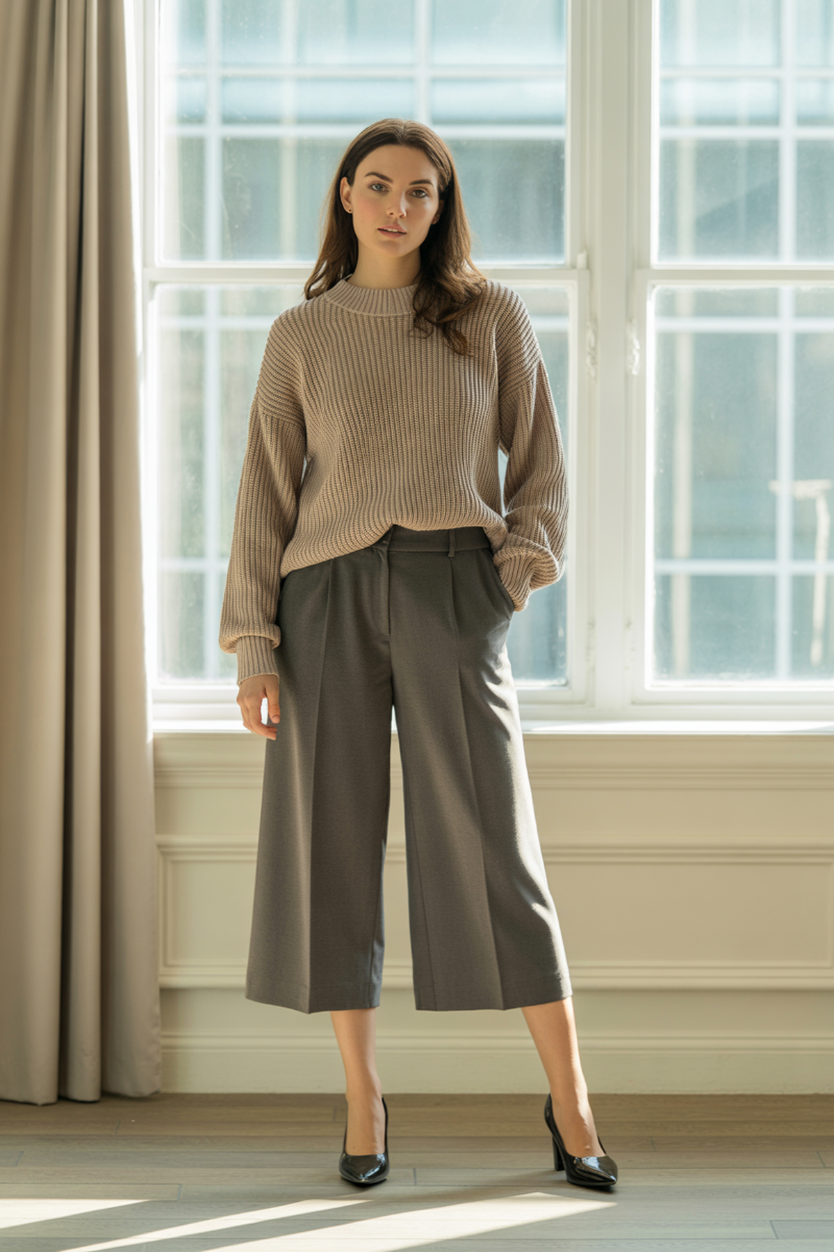 Suéter de Malha Macia com Culottes Sob Medida