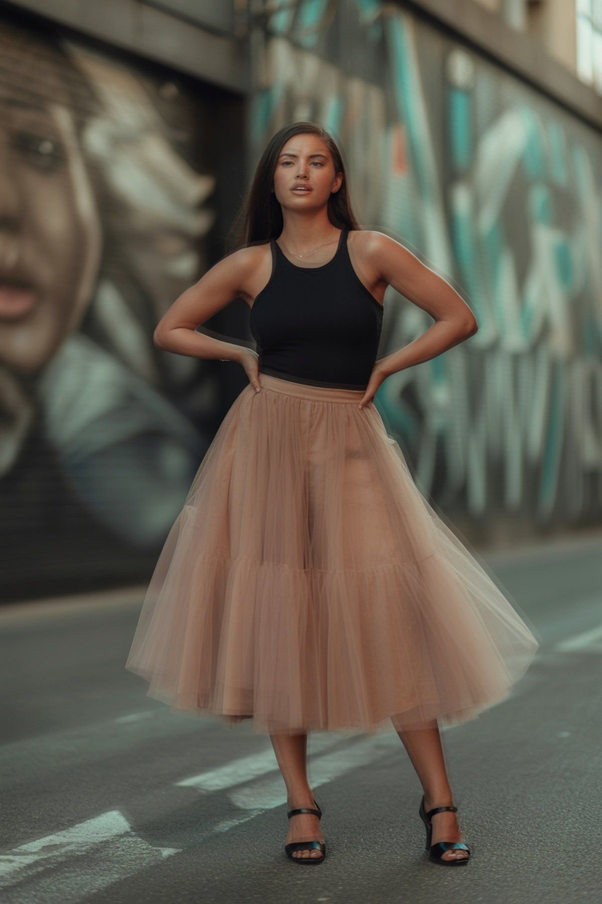 Saia de Tule Suave Combinada com Body Elegante