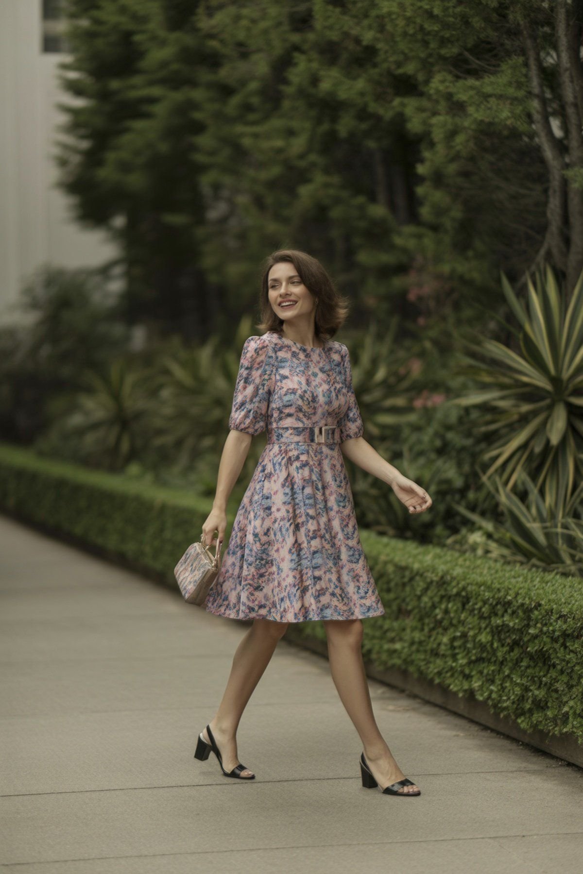 Vestido A-Line Chic com Estampas Impactantes