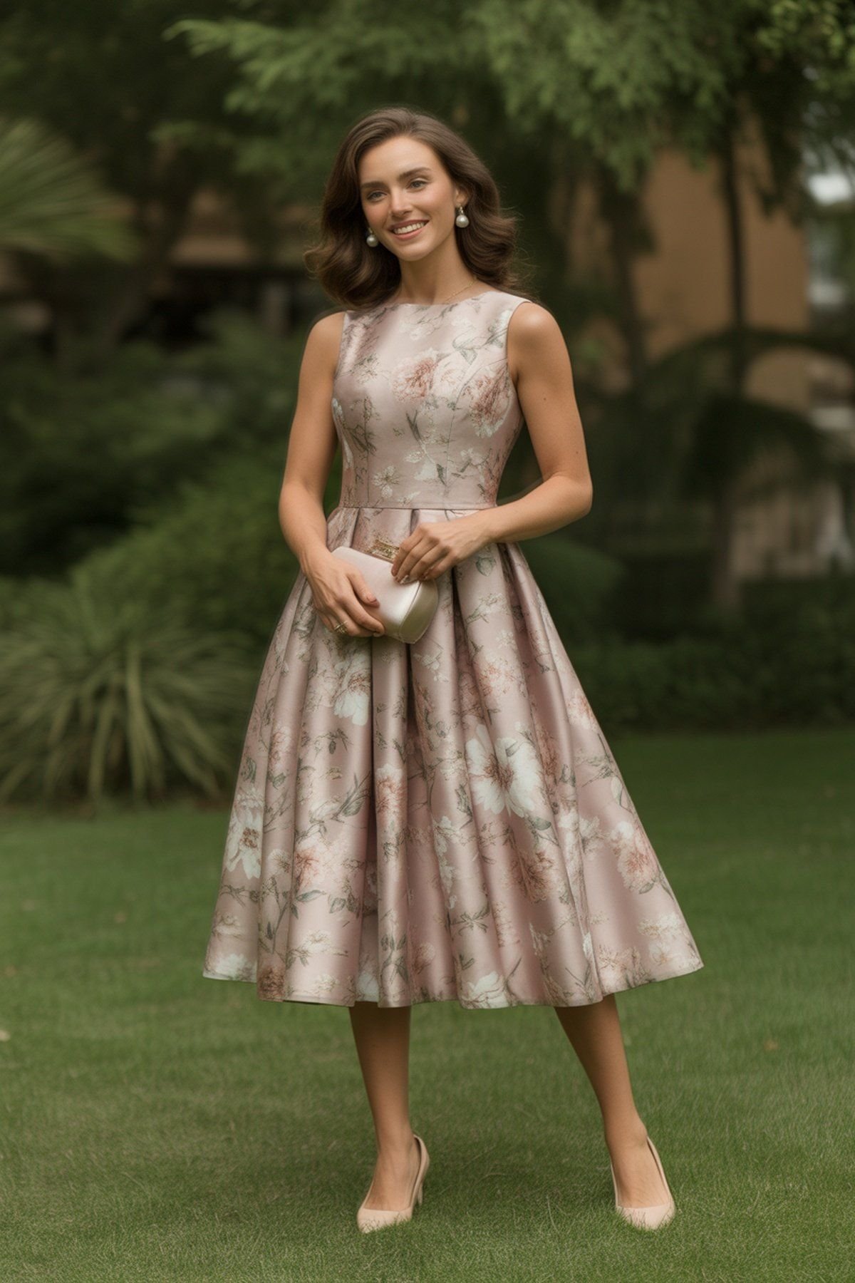 Vestido Midi Floral com Acessórios Delicados