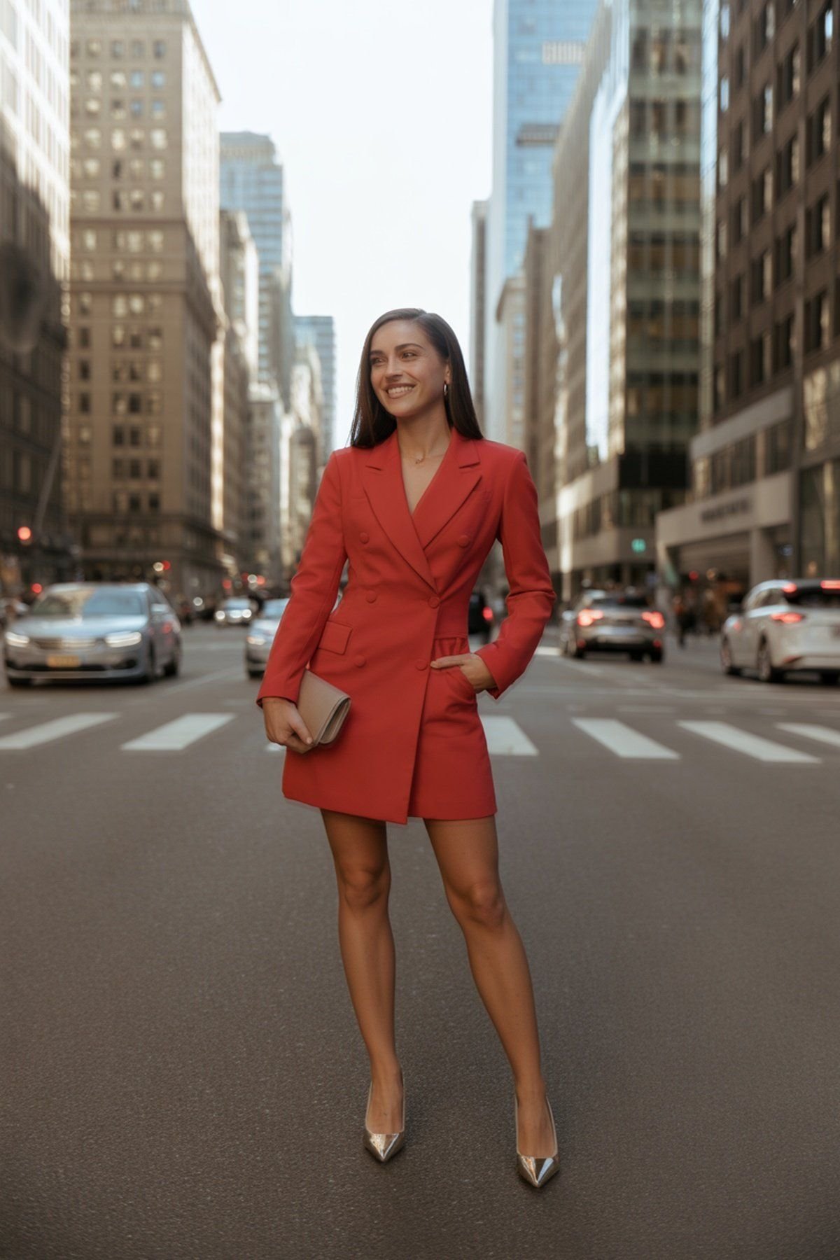 Vestido Blazer Sob Medida com Toque de Cor Marcante