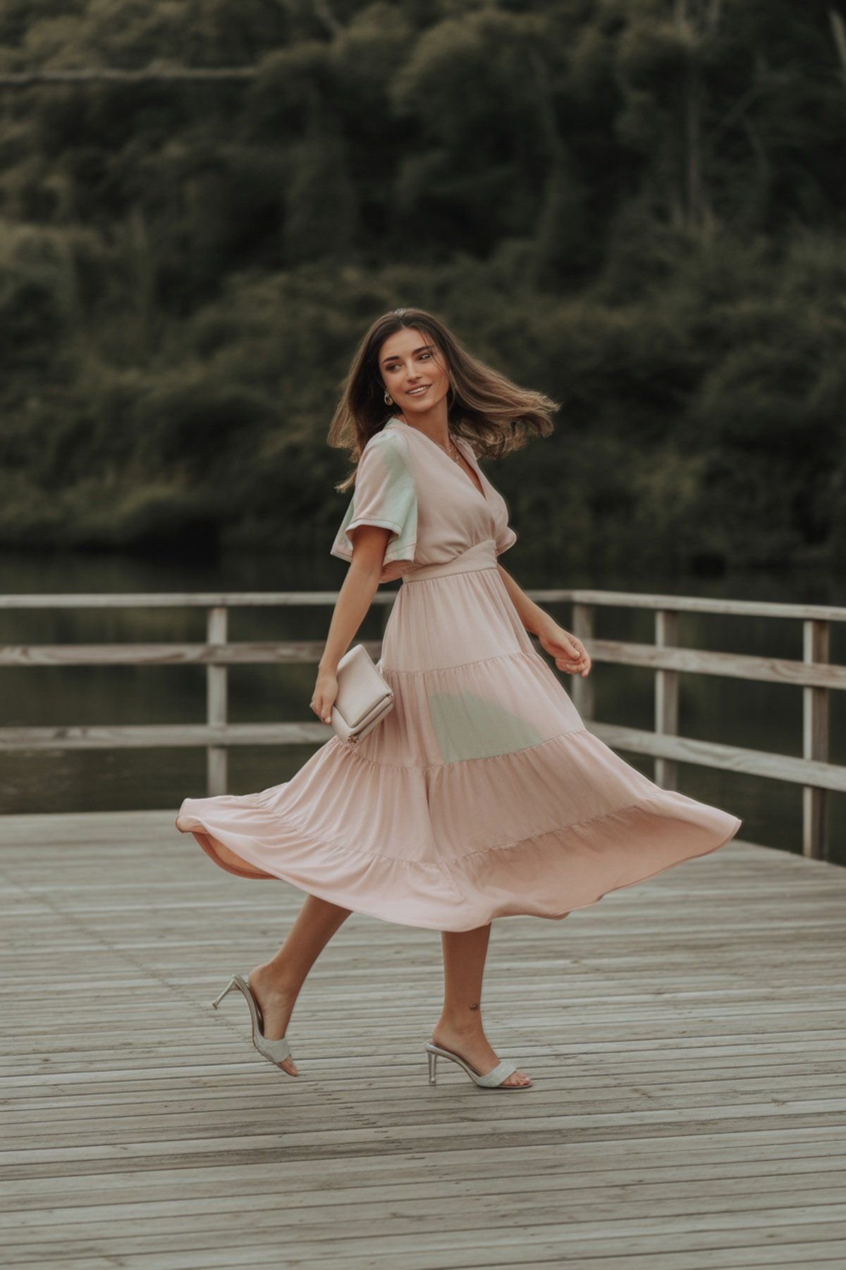 Vestido com Babados em Camadas e Movimento Divertido