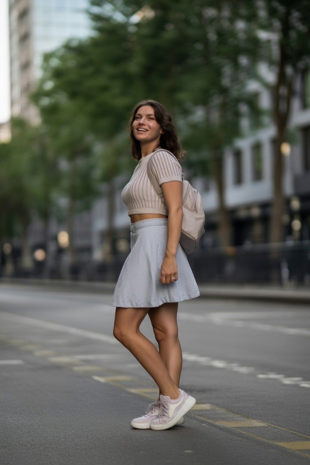 Top Cropped de Tricô e Saia de Cintura Alta para Conforto Divertido