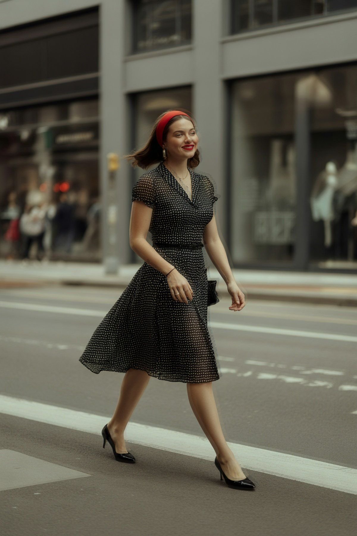 Vestido Clássico de Poás com Glamour de Batom Vermelho
