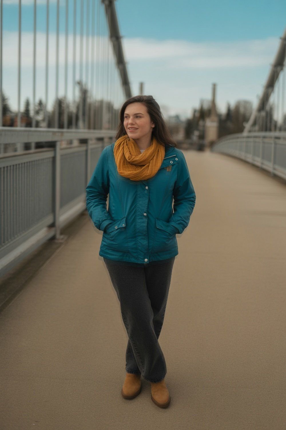 Lenço Infinito Estilizado Com Jaqueta Leve