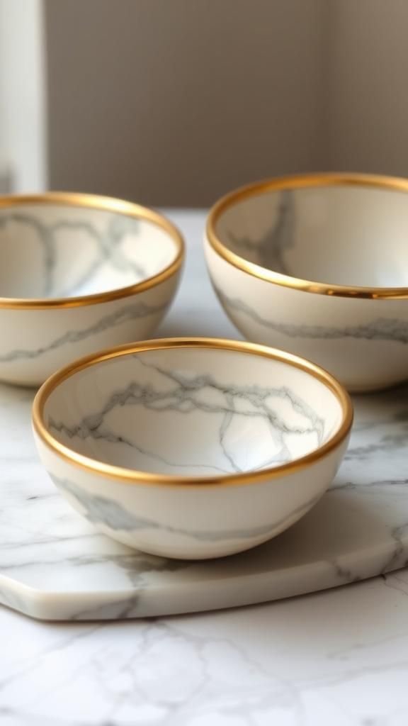 Marbled Jewelry Bowls With Veined Stone Aesthetic