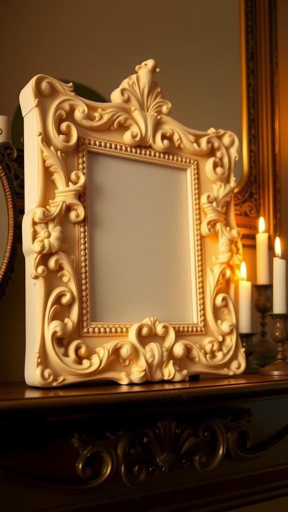 Picture Frame Embellishments With Carved Baroque Flourishes