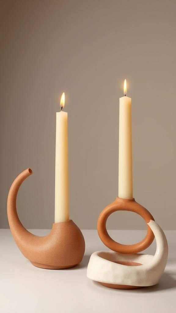 Sculptural Taper Candle Holders With Organic Curves