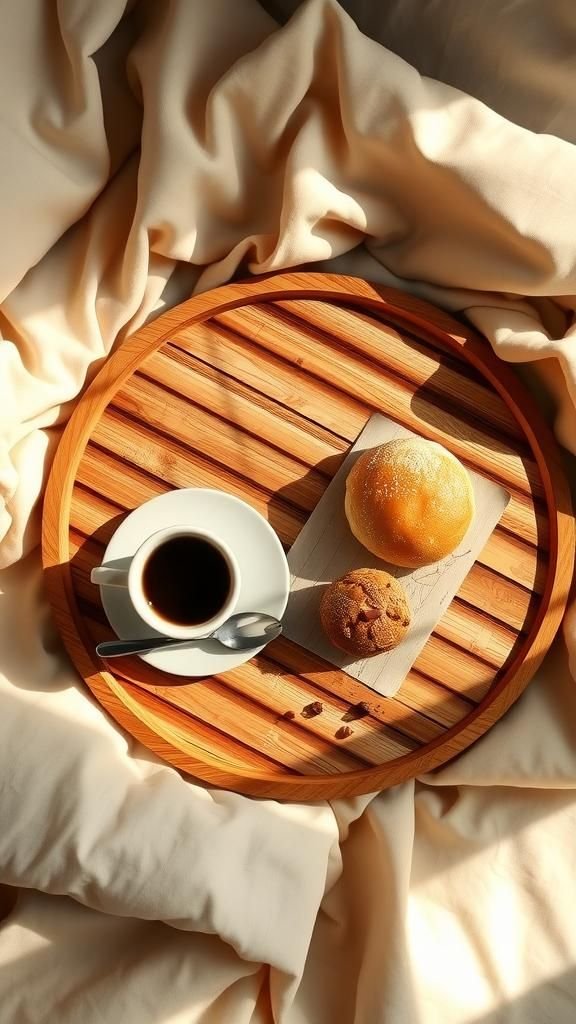 Slatted Serving Tray With Side Handles