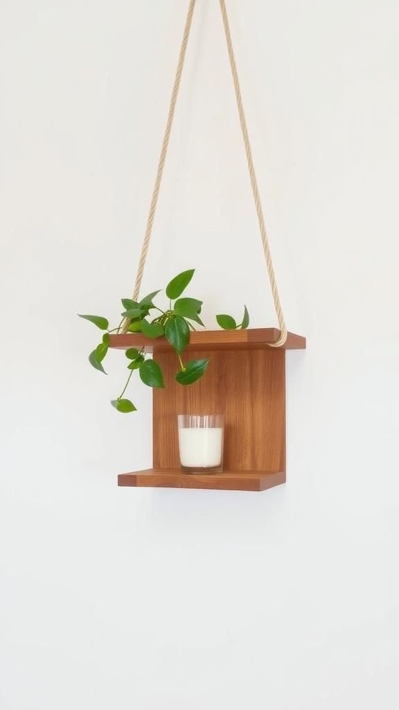 Small Hanging Shelf With Rope Detail