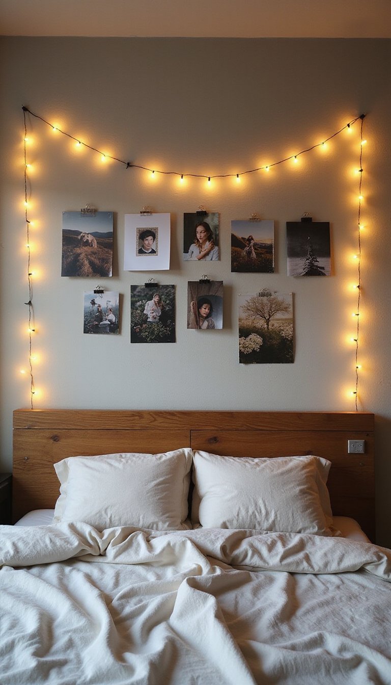 Photo Collage With Warm String Lights