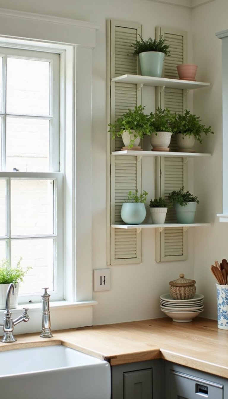 Upcycled Shutter Shelves For Rustic Charm