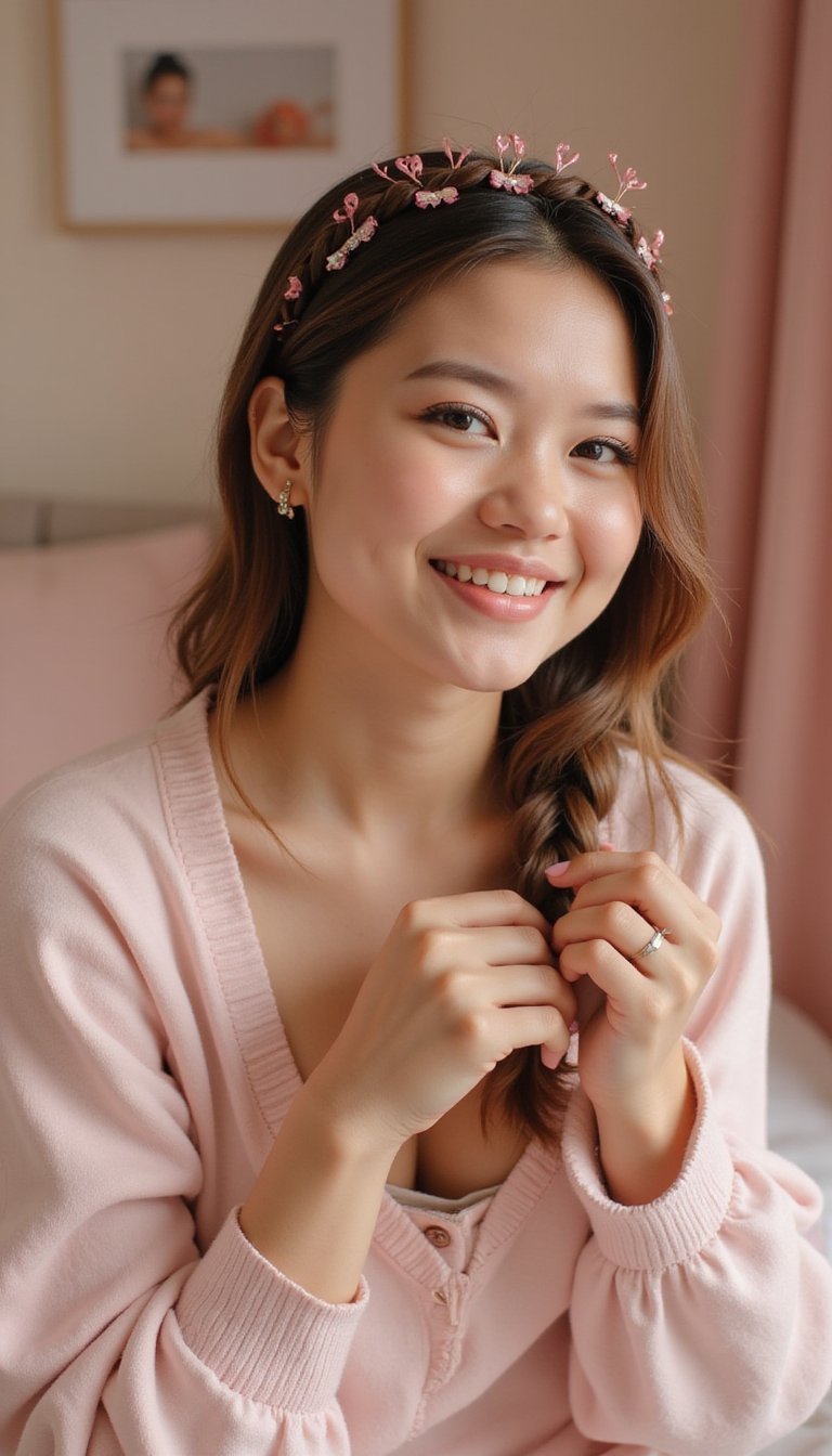 Braided Crown With Tiny Heart Clips