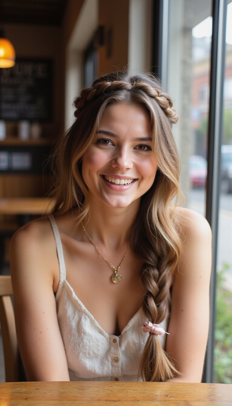 Half-Up Boho Braid With Ribbon Accent