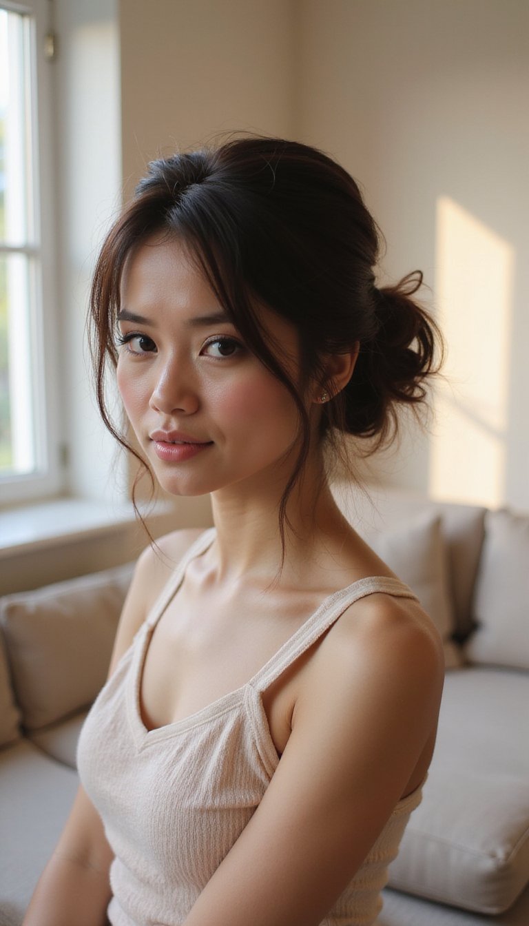 Messy Low Bun With Face-Framing Tendrils