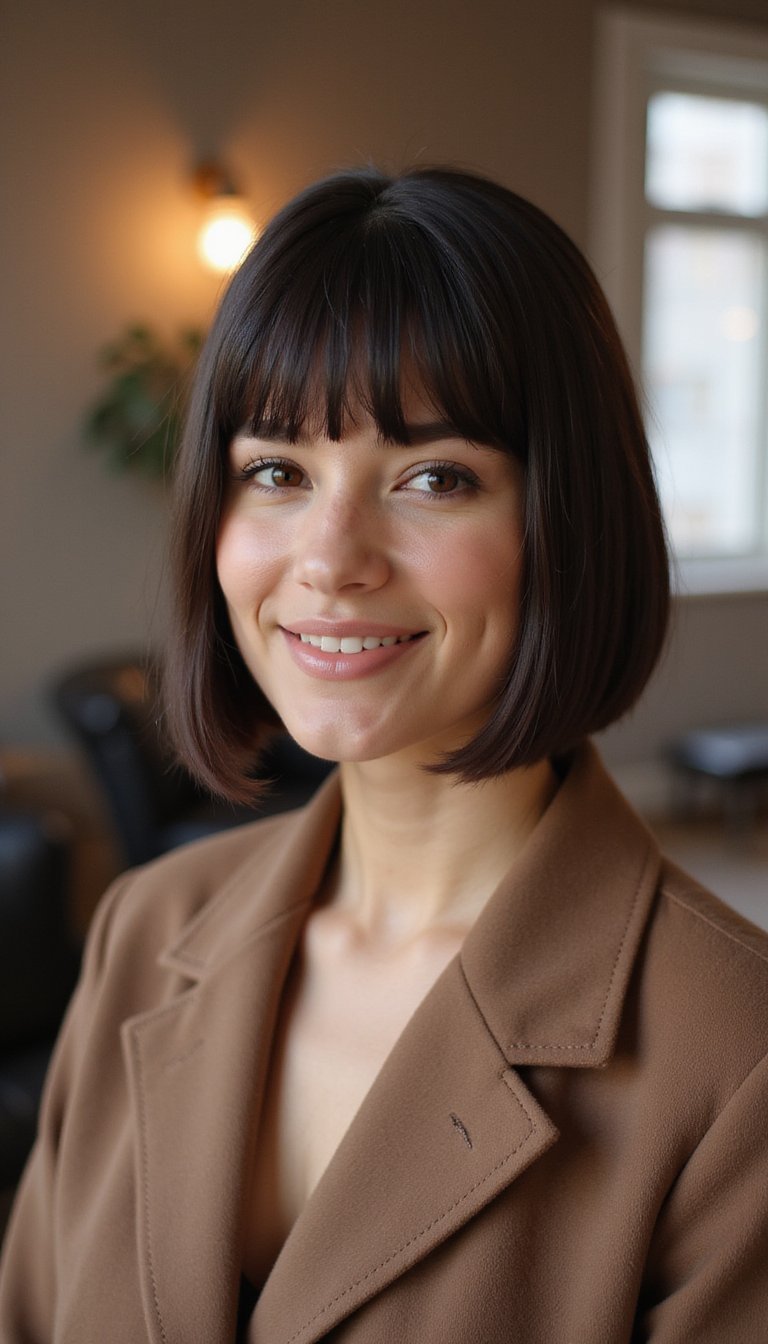 Sleek Blunt Bob With Heart-Shaped Clip