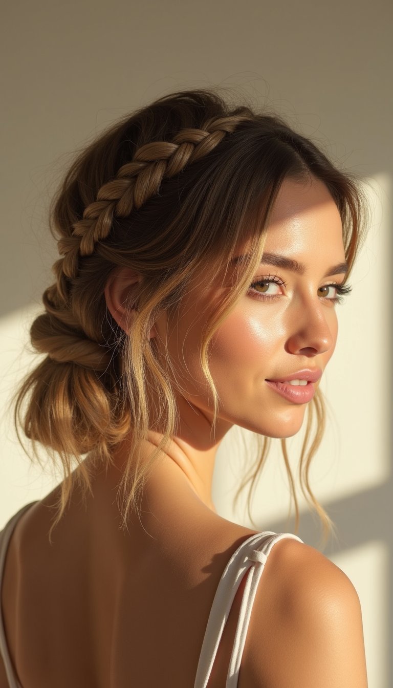 Braided Accent Leading Into Claw Clip Updo