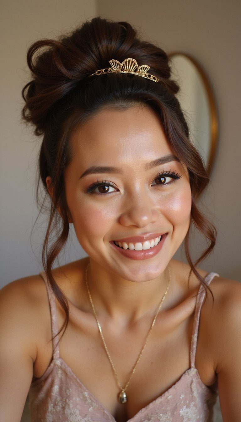 Glam Vintage Roll Anchored By Gold Claw Clip