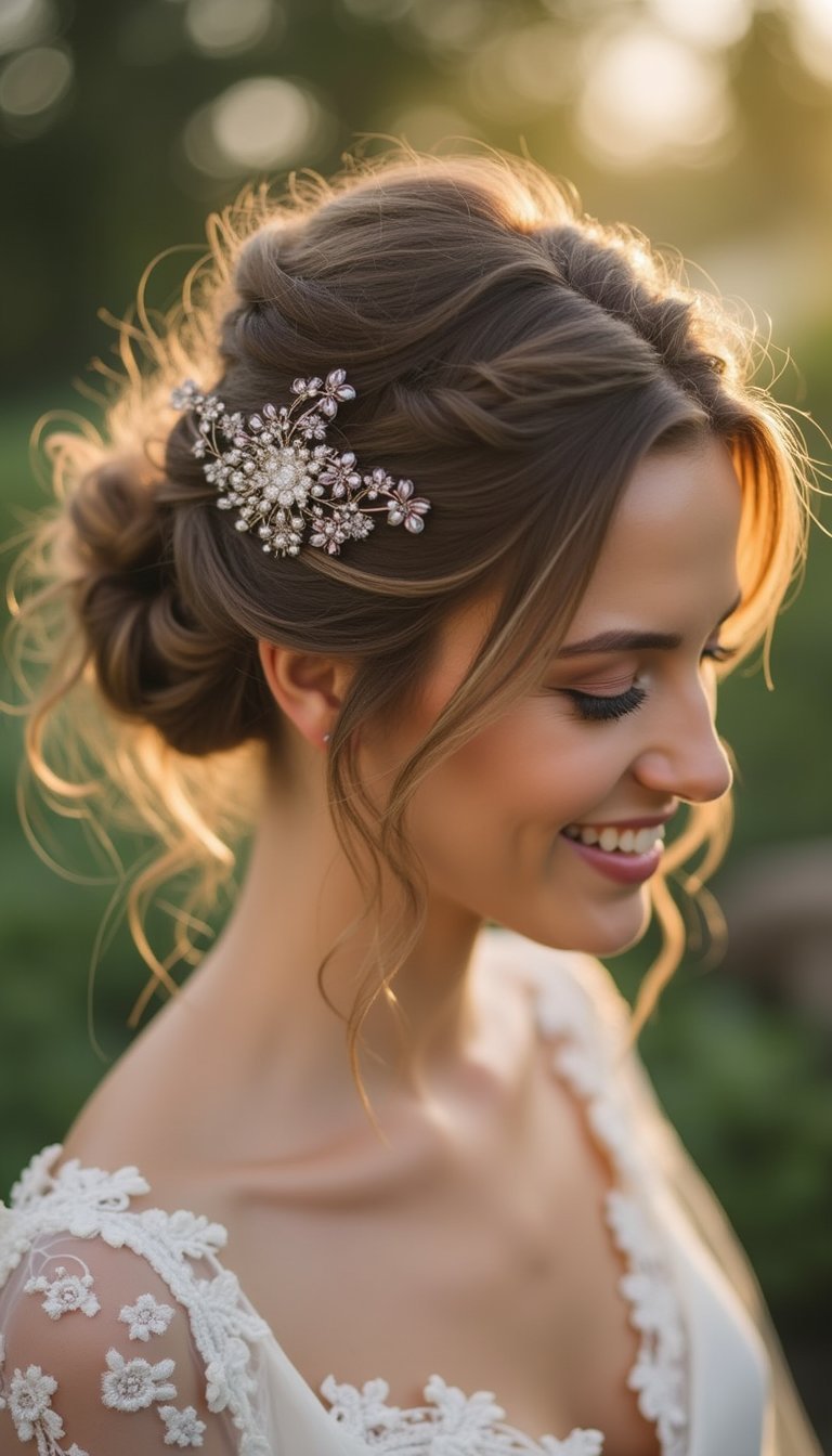 Romantic Twisted Updo With Delicate Claw Clip