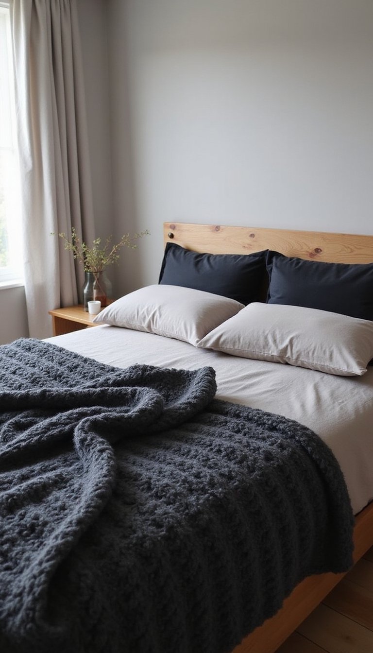 Chunky Knit Blanket As Bold Bed Focal