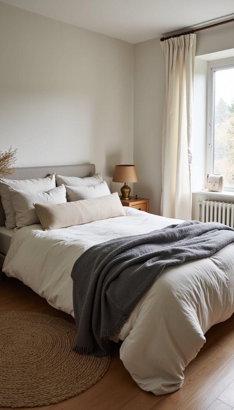 Layered Textures In Neutral Winter Bed Styling