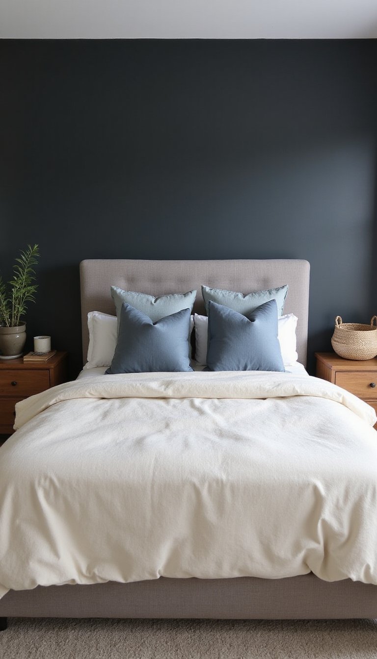 Neutral Palette With Charcoal Accent Wall