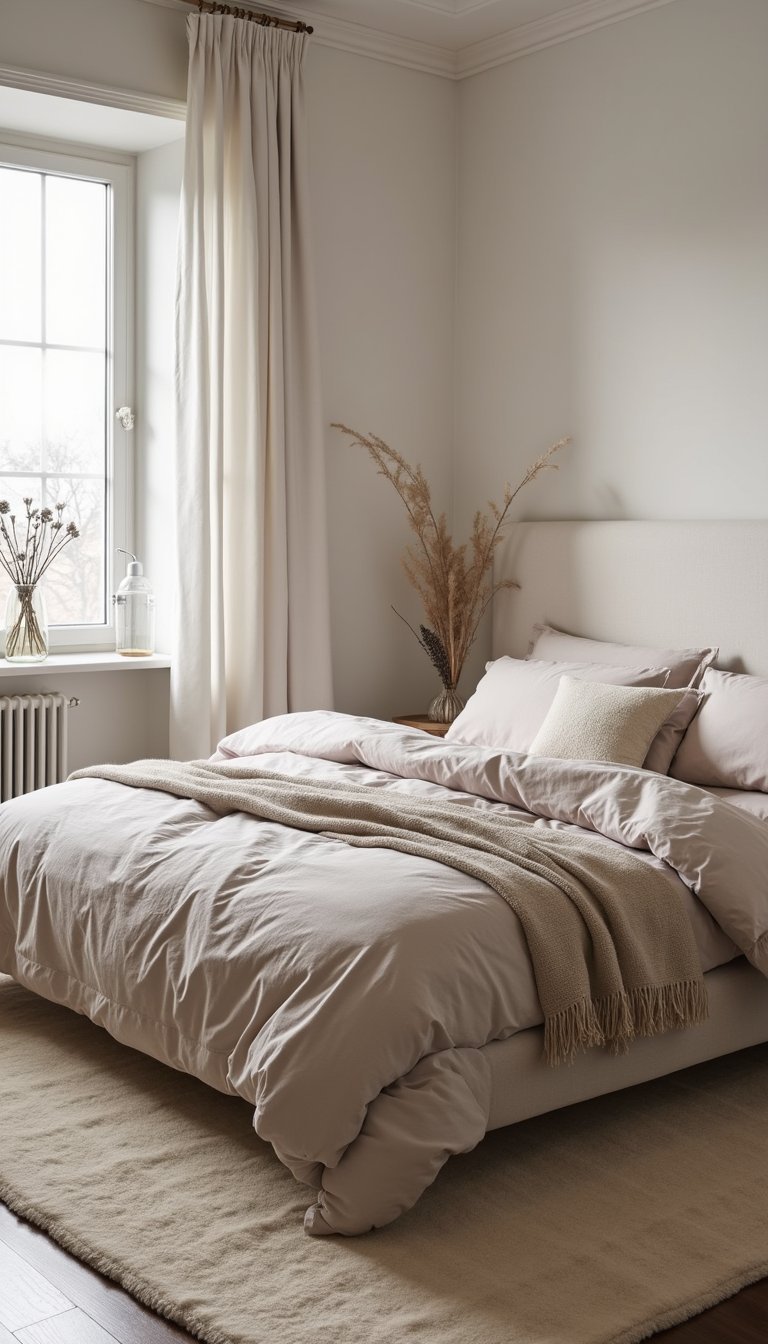 Plush Area Rug Under A Low Platform Bed