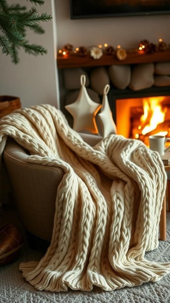 Chunky Arm-Knit Blanket For Fireside Snuggles