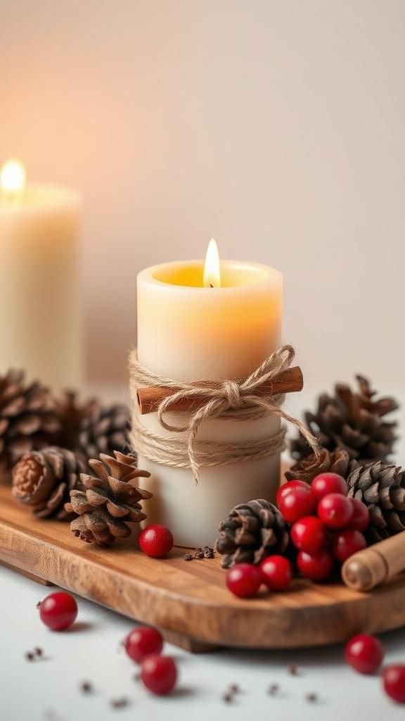 Cinnamon Stick Wrapped Candle With Winter Aroma