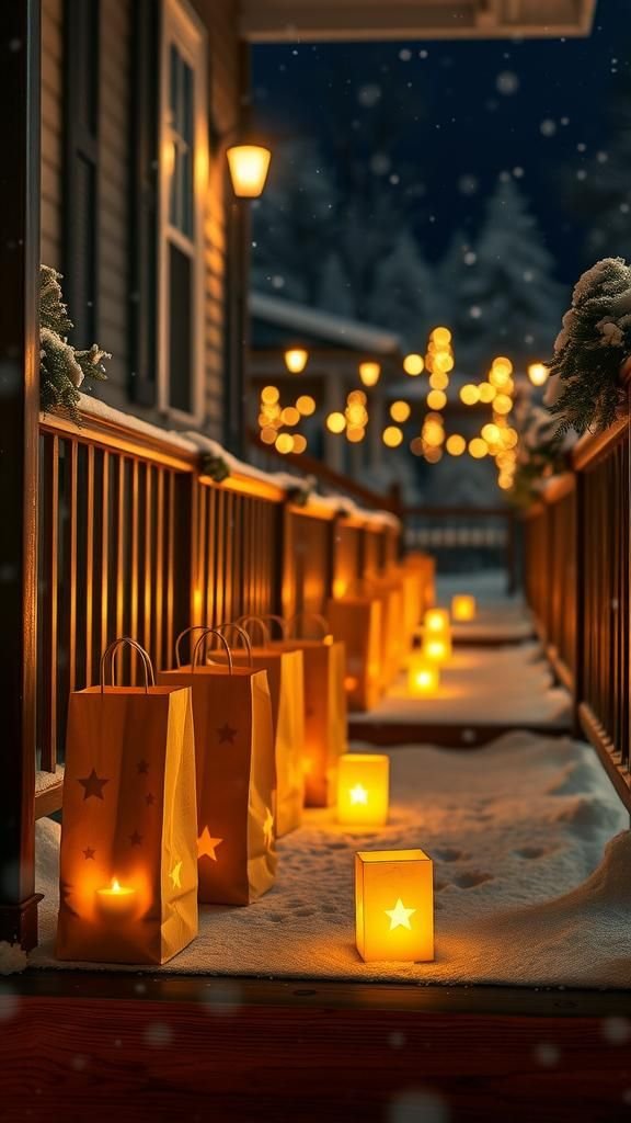 Paper Bag Winter Luminaries With Cutout Motifs