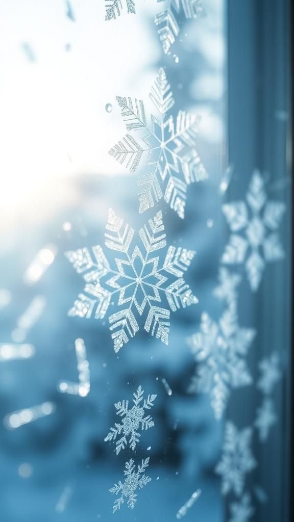 Snowflake Window Clings With Glittery Frost