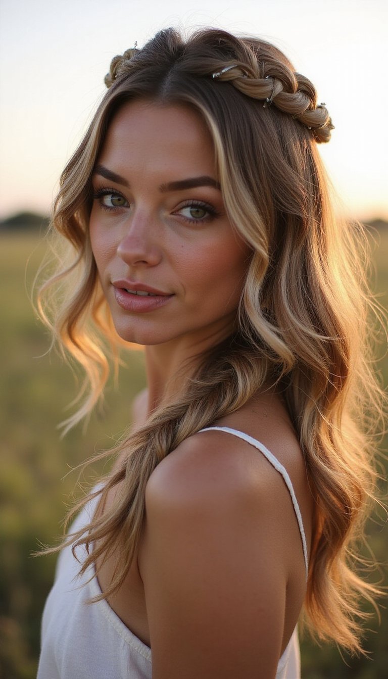 Boho Braided Half-Up With Interwoven Pins