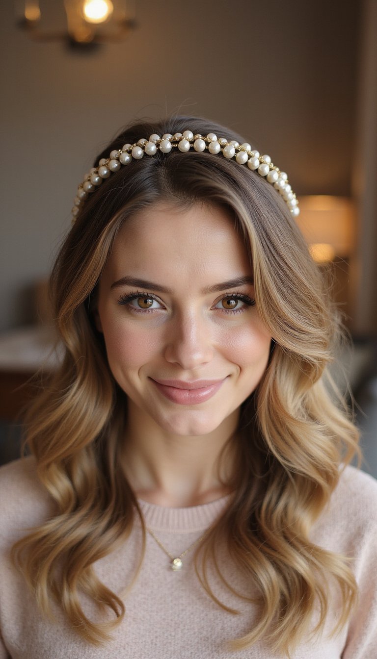 Pearl-Trimmed Bobby Pin Crown For Soft Glam