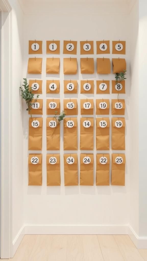 Brown Paper Bag Grid On A Feature Wall