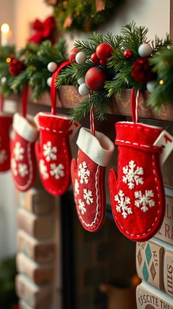 Felt Mitten Garland With Cozy Stitching