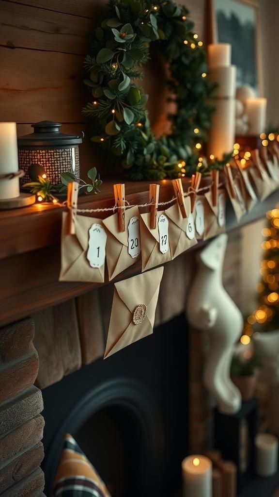 Kraft Envelope Garland Advent Across The Mantel