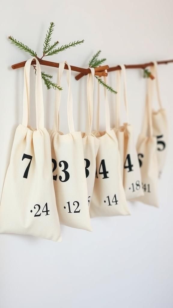 Muslin Bag Countdown With Evergreen Charm