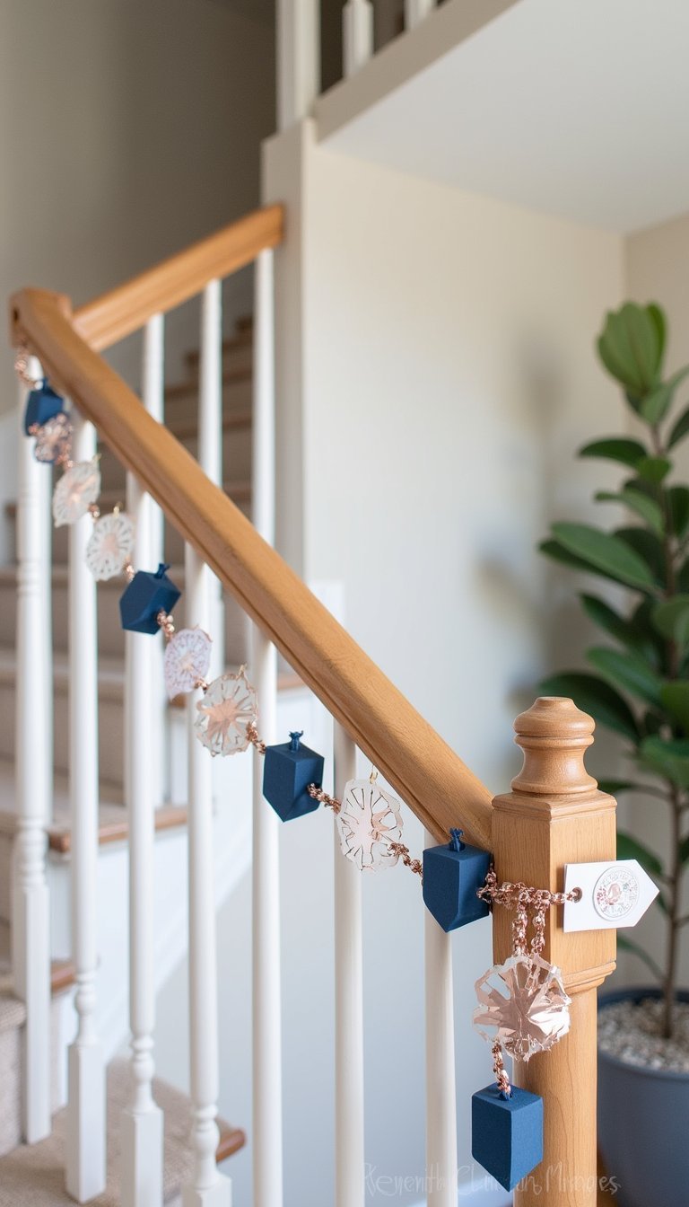 Copper Foil Dreidel Garland For Staircase
