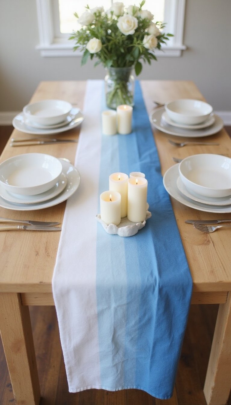 DIY Blue Ombré Hanukkah Table Runner