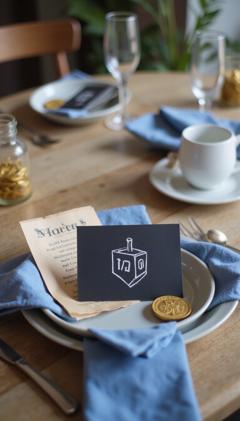 Dreidel Chalkboard Place Cards For Dinner