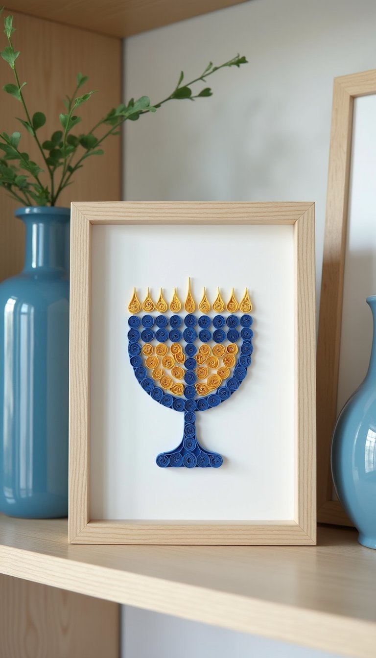 Paper Quilling Menorah Shadow Box Frame