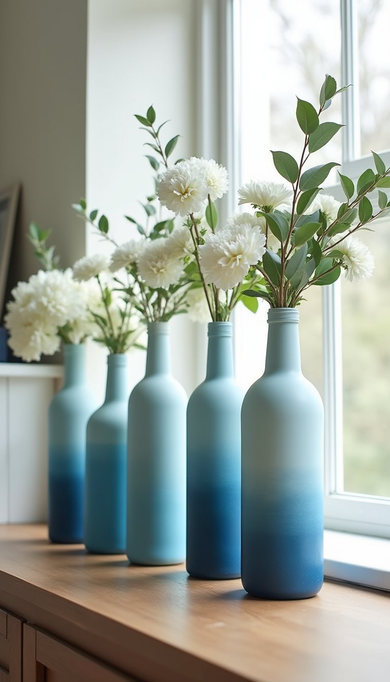 Recycled Wine Bottle Hanukkah Vases Display