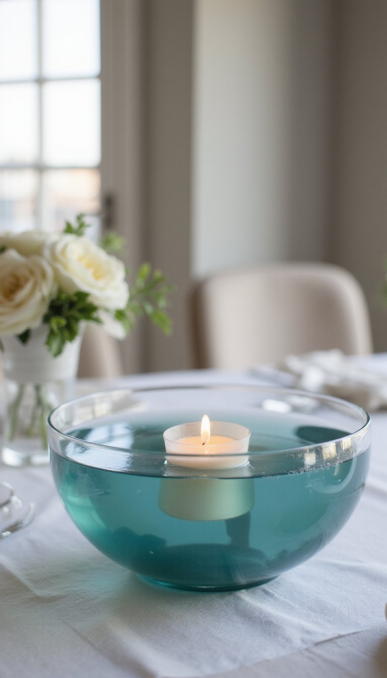 Soft Glow Candle Floating Bowl Centerpiece For Table