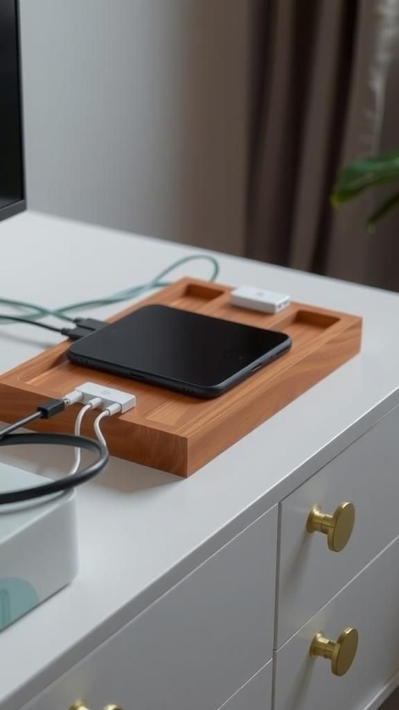 Cable-Managed Charging Station On A Tray